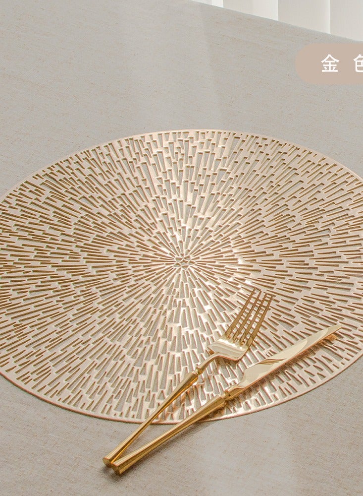 6 pieces round placemats PVC table mats insulation mats hollow placemats environmentally friendly and durable western restaurant mats-38CM - Image 1