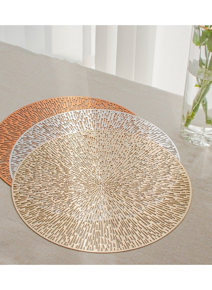 6 pieces round placemats PVC table mats insulation mats hollow placemats environmentally friendly and durable western restaurant mats-38CM - Image 2