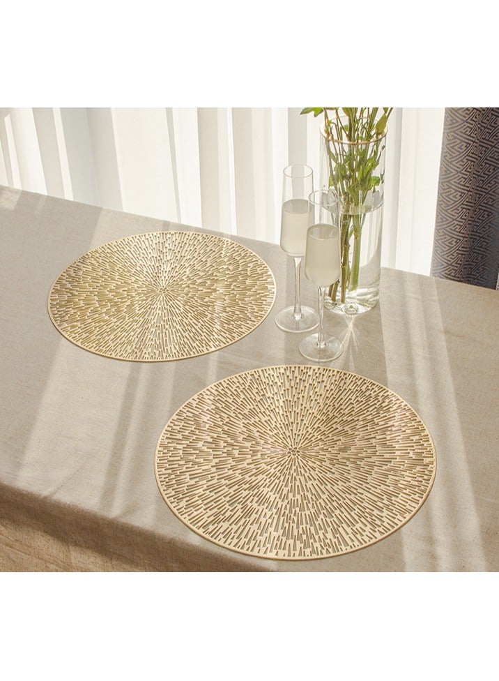 6 pieces round placemats PVC table mats insulation mats hollow placemats environmentally friendly and durable western restaurant mats-38CM - Image 3