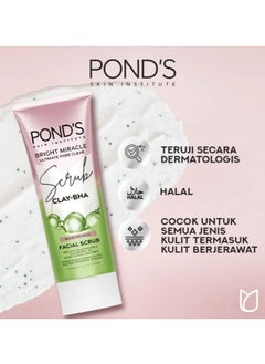 Pond's Bright Miracle Ultimate Pore Clear Scrub CLAY-BHA Niasorcinol Facial Scrub Reduces Blackheads & Clears 99% Of Acne-causing Bacteria 100g  - Image 2