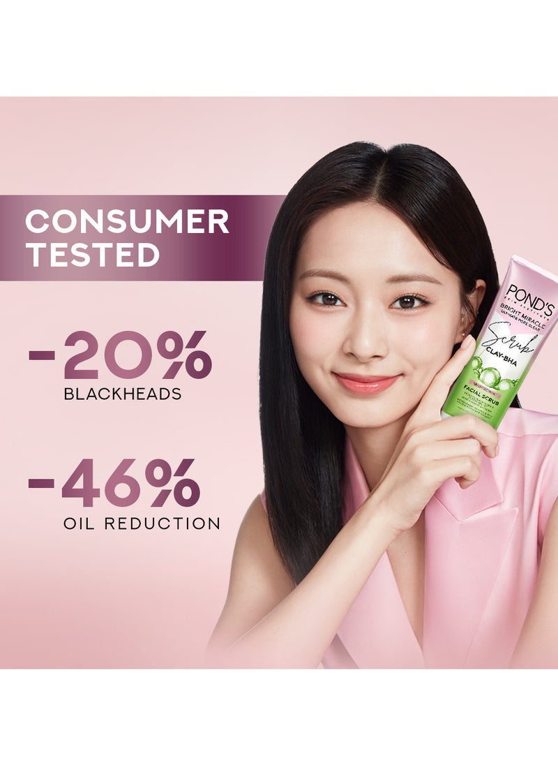 Pond's Bright Miracle Ultimate Pore Clear Scrub CLAY-BHA Niasorcinol Facial Scrub Reduces Blackheads & Clears 99% Of Acne-causing Bacteria 100g  - Image 3