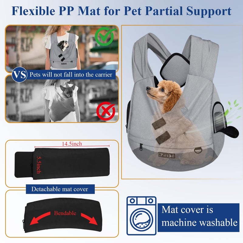 Petskd Dog Carrier Sling for Small Pet 7-15 LBS, Hands Free Front Facing Cat Sling Chest Carrier with Bottom Mat and Adjustable Strap for Pets Anti-Anxiety, Walk, Vet - Image 3