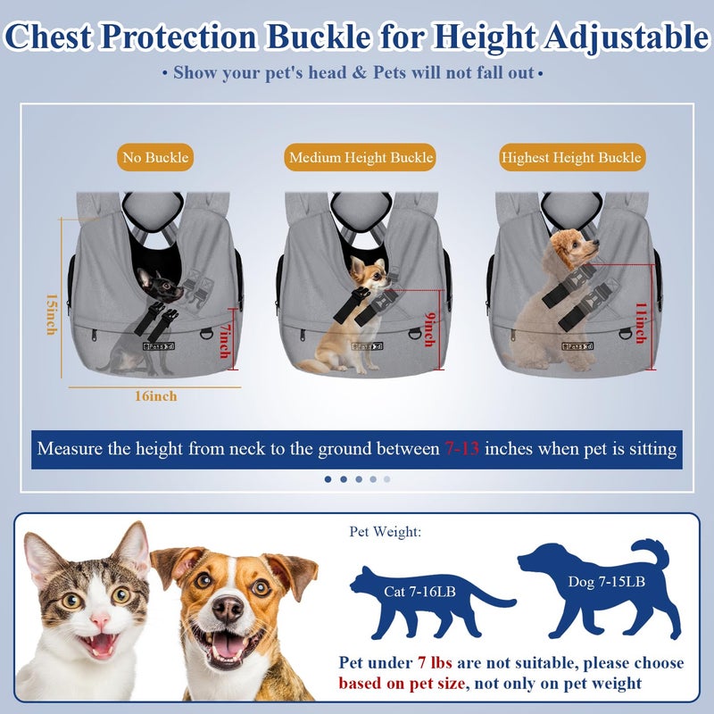 Petskd Dog Carrier Sling for Small Pet 7-15 LBS, Hands Free Front Facing Cat Sling Chest Carrier with Bottom Mat and Adjustable Strap for Pets Anti-Anxiety, Walk, Vet - Image 2