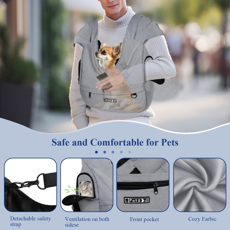 Petskd Dog Carrier Sling for Small Pet 7-15 LBS, Hands Free Front Facing Cat Sling Chest Carrier with Bottom Mat and Adjustable Strap for Pets Anti-Anxiety, Walk, Vet - Image 5