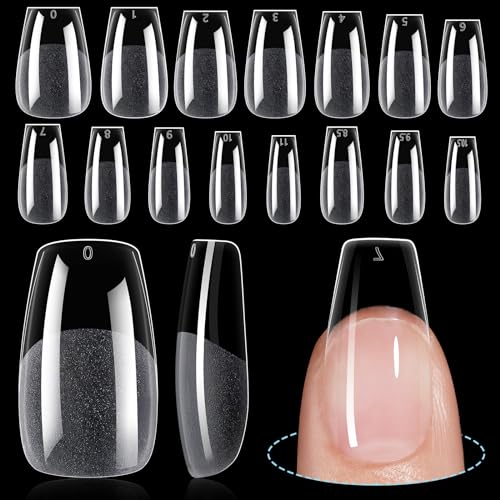TOMICCA Medium Coffin Nail Tips, 240Pcs Half Matte Nail Tips, 15 Sizes Nail Extension Tips Set, Full Cover Pre Shaped Fake Nails for Beginner and Professional DIY Nail Salon - Image 1