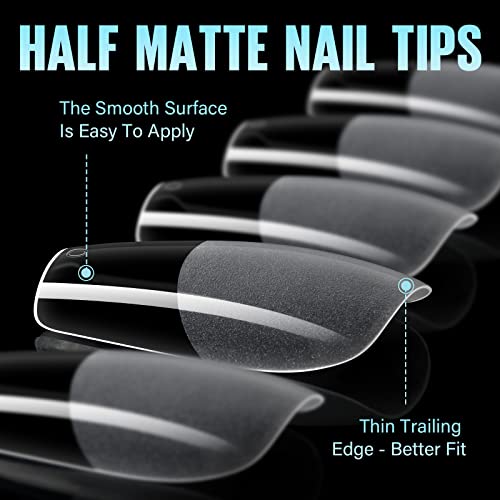 TOMICCA Medium Coffin Nail Tips, 240Pcs Half Matte Nail Tips, 15 Sizes Nail Extension Tips Set, Full Cover Pre Shaped Fake Nails for Beginner and Professional DIY Nail Salon - Image 5