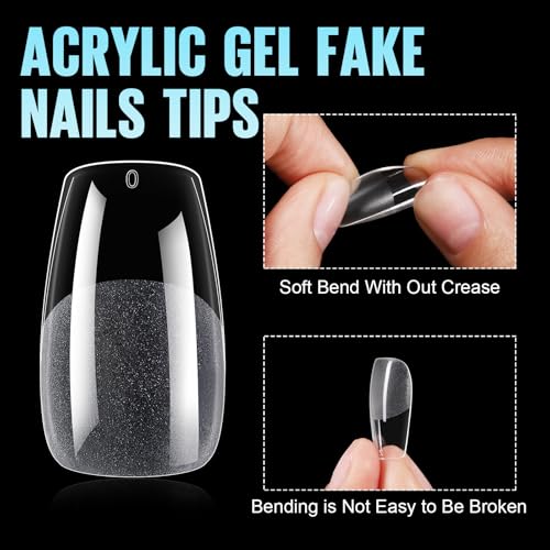 TOMICCA Medium Coffin Nail Tips, 240Pcs Half Matte Nail Tips, 15 Sizes Nail Extension Tips Set, Full Cover Pre Shaped Fake Nails for Beginner and Professional DIY Nail Salon - Image 4
