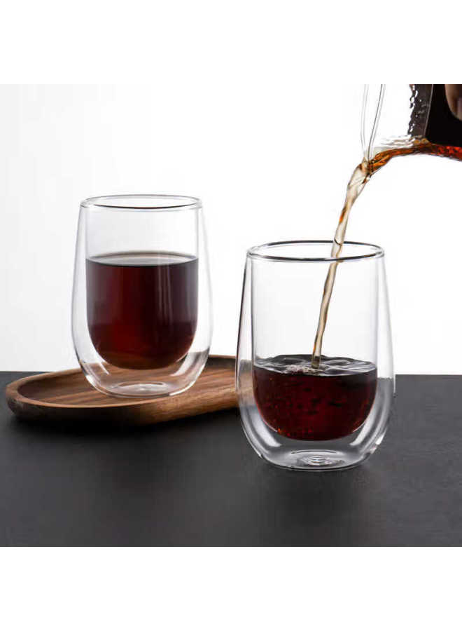 Weimingnuo Electroplated Borosilicate Glass Milk Coffee Cup Oval Colorful Double-layer Home Use 350ml - Image 1