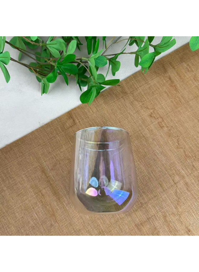 Weimingnuo Electroplated Borosilicate Glass Milk Coffee Cup Oval Colorful Double-layer Home Use 350ml - Image 2