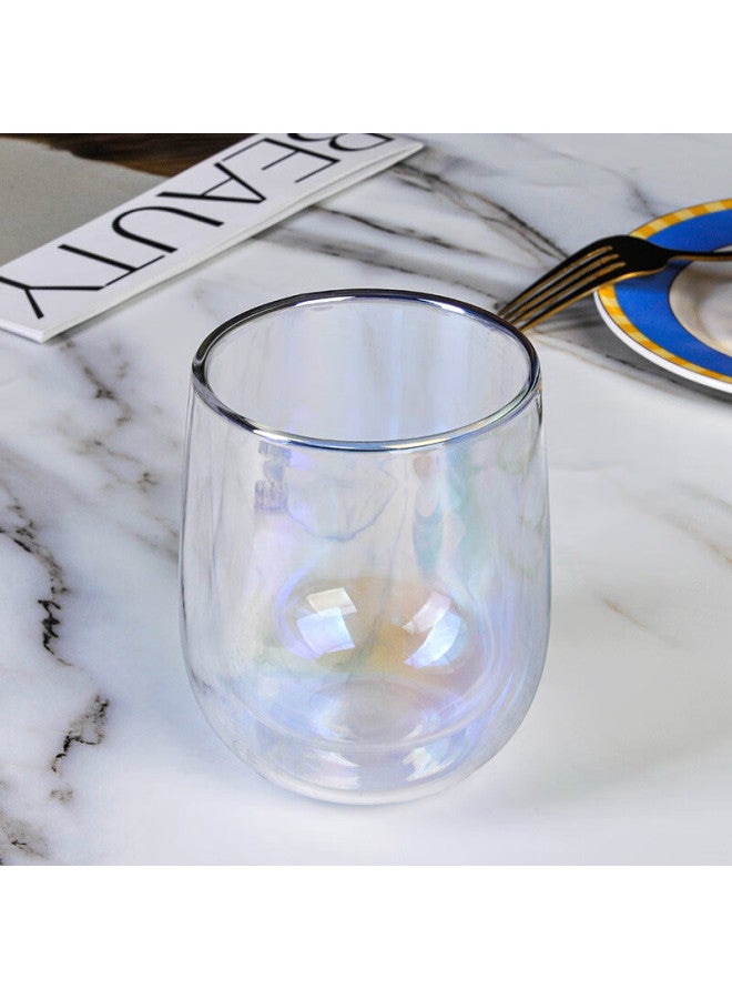 Weimingnuo Electroplated Borosilicate Glass Milk Coffee Cup Oval Colorful Double-layer Home Use 350ml - Image 4