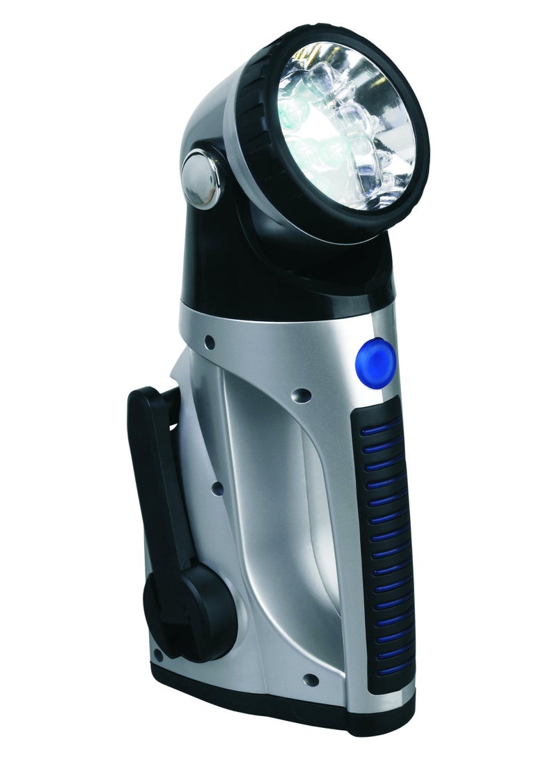 Night Raider Self-Powered LED Torch with Radio – 5x10mm Super Bright LEDs, Hand Crank + 240V Charging, Magnetic Base, 180° Swivel Head, No Batteries Required - Image 1