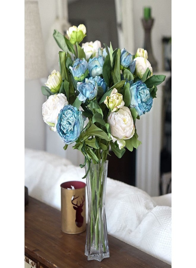 FiveSeasonStuff Vintage Dusty Blue Peonies - Realistic Artificial Silk Flowers with Dry-Look Petals, 6 Stems for Rustic Home & Wedding Bridesmaids Bouquet Bridal Showers - Image 3