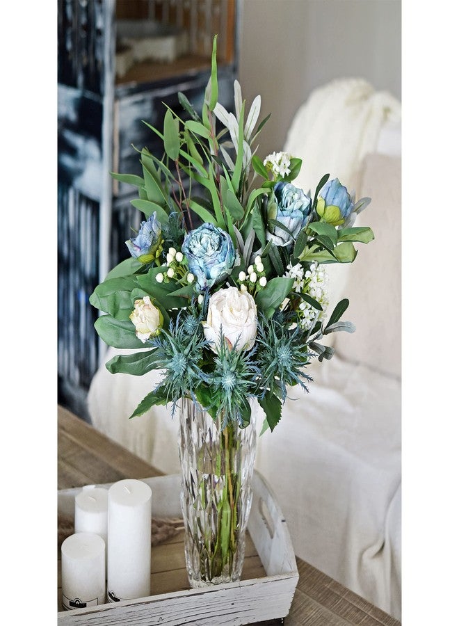FiveSeasonStuff Vintage Dusty Blue Peonies - Realistic Artificial Silk Flowers with Dry-Look Petals, 6 Stems for Rustic Home & Wedding Bridesmaids Bouquet Bridal Showers - Image 4