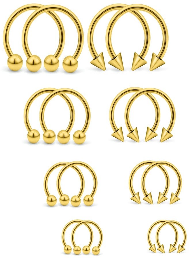 Ftovosyo 16PCS 16G Multiple Different Sizes Horseshoe Barbell Surgical Steel Nose Septum Rings Hoop Daith Earring Eyebrow Helix Vertical Lip Piercing Jewelry for Women Men Gold-Tone - Image 1