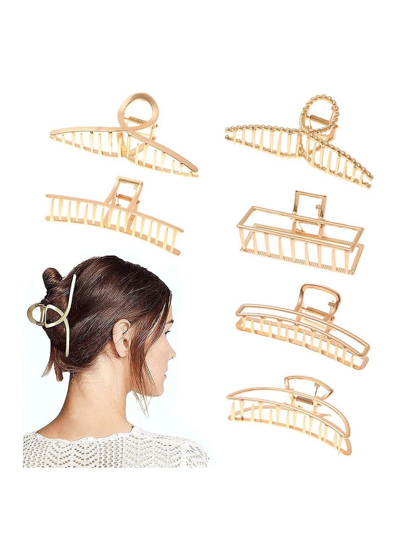 SYOSI Metal Hair Claw Clips, Large Gold Hair Clips, Premium Matte Gold Claw Clip, Non-slip Metal Hair Claw Clip, Suitable for Women Thinner and Girls with Any Hairstyles and Hair Types(6 PACK) - Image 1