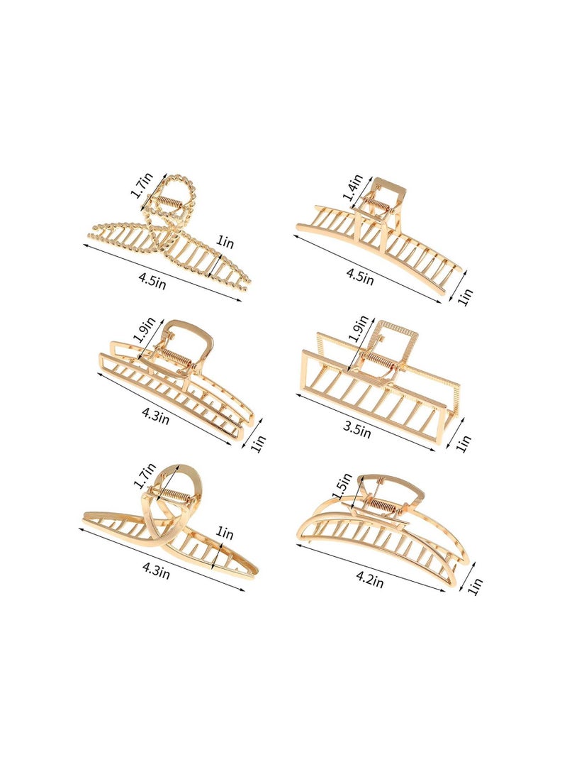 SYOSI Metal Hair Claw Clips, Large Gold Hair Clips, Premium Matte Gold Claw Clip, Non-slip Metal Hair Claw Clip, Suitable for Women Thinner and Girls with Any Hairstyles and Hair Types(6 PACK) - Image 4