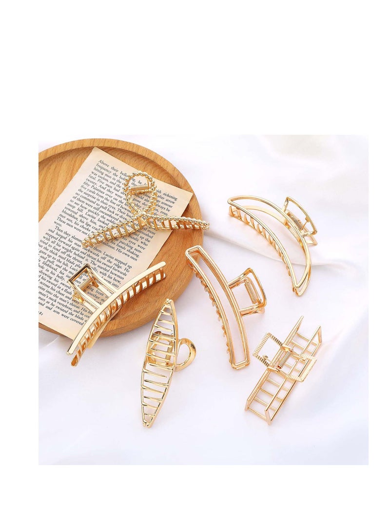 SYOSI Metal Hair Claw Clips, Large Gold Hair Clips, Premium Matte Gold Claw Clip, Non-slip Metal Hair Claw Clip, Suitable for Women Thinner and Girls with Any Hairstyles and Hair Types(6 PACK) - Image 5