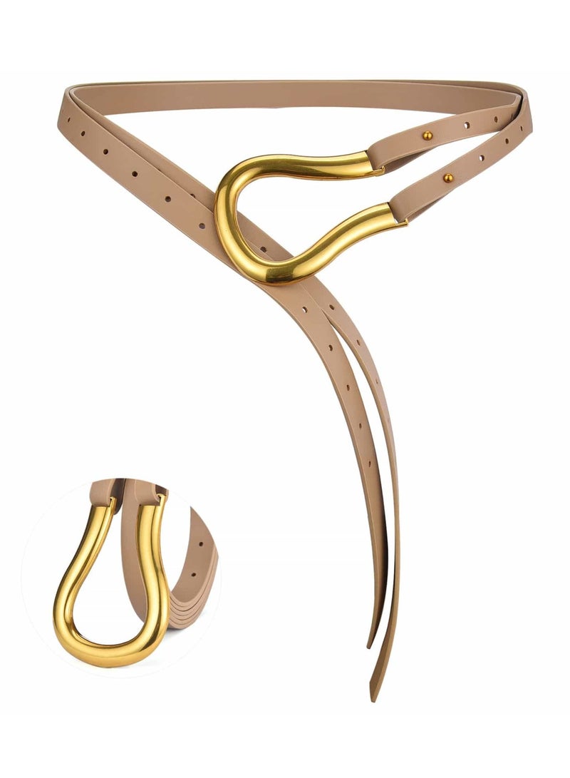 Stylish Women's Faux Leather Belts with Large Gold U-Shape Buckle, Perfect for a Chic Look and Comfortable Fit  - Image 1