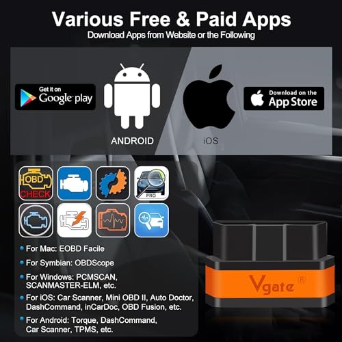 vLinker iCar2 BLE 4.0 OBD2 Bluetooth Adapter Auto Scanner Car Diagnostic Tools Engine System Diagnostic Tools for Android/iOS (Black/Orange) - Image 5