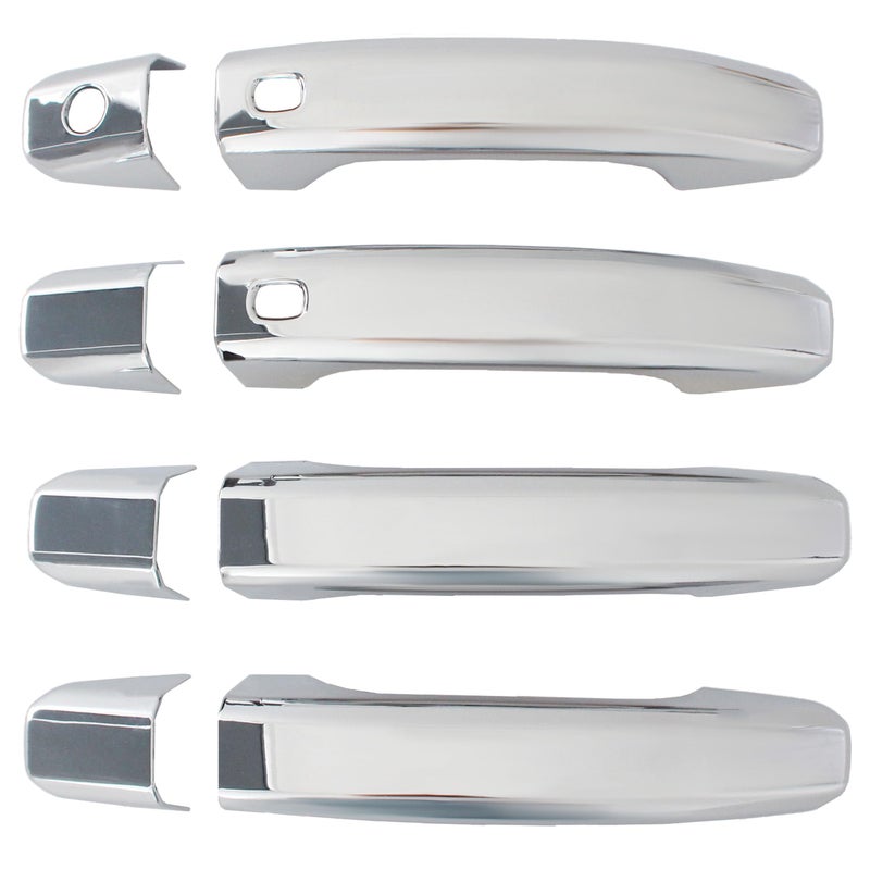 AUCERAMIC Chrome Door Handle Cover Stickon Trim with 2 Smart Keyhole Button Fit 20192025 for Chevy Chevrolet Silverado GMC Sierra 1500 2500HD 3500HDCar Exterior Door Handle Covers Caps Protector W 2 Holes - Image 3
