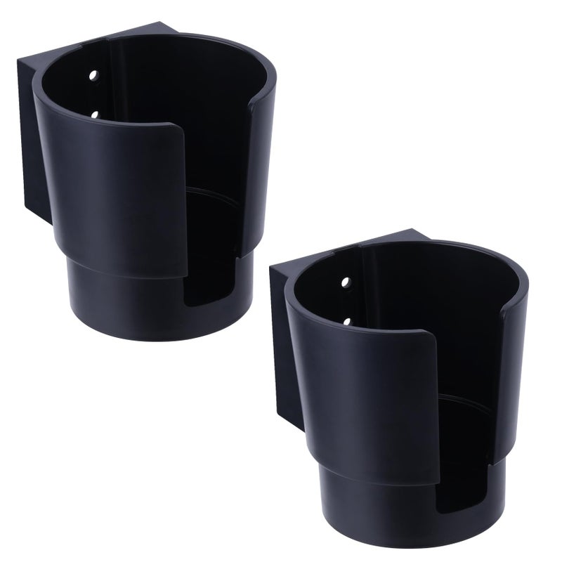 JAZBREY Universal Large Cup Holder Wall Mount, Heavy Duty Plastic Drink Holder for Boat Car Truck RV Bus Tractor Wall Wood, Vertical or Horizontal Mount, Fit Most Cups, Bottles, Cans, Tumblers Black Pack of 2 - Image 1