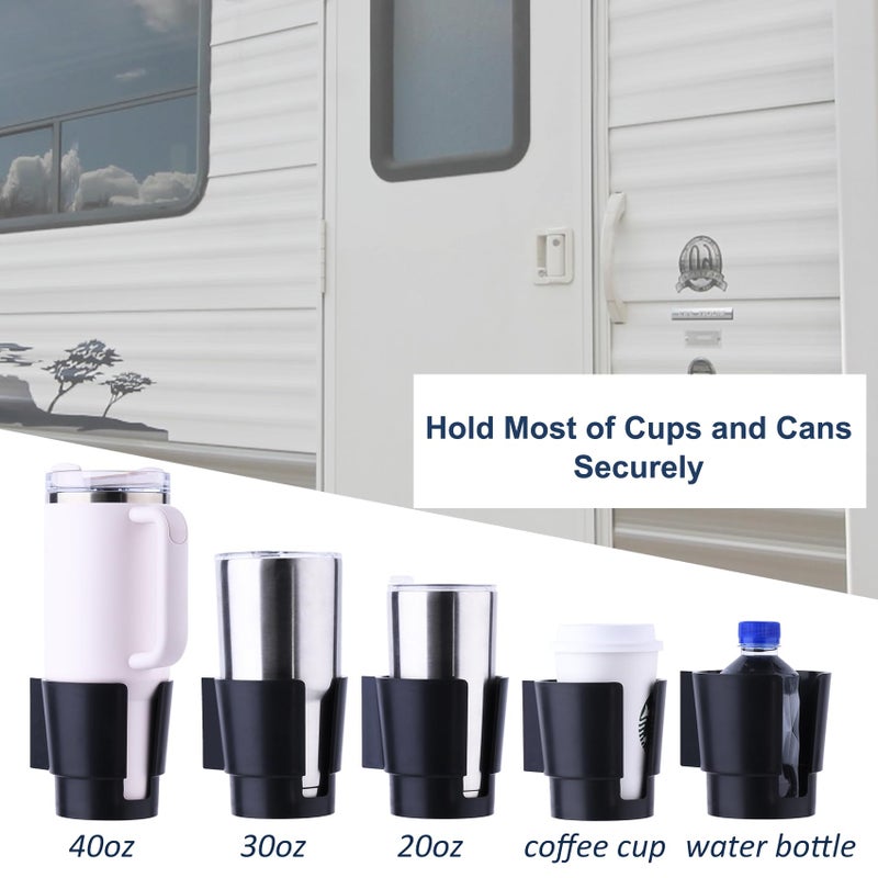 JAZBREY Universal Large Cup Holder Wall Mount, Heavy Duty Plastic Drink Holder for Boat Car Truck RV Bus Tractor Wall Wood, Vertical or Horizontal Mount, Fit Most Cups, Bottles, Cans, Tumblers Black Pack of 2 - Image 2