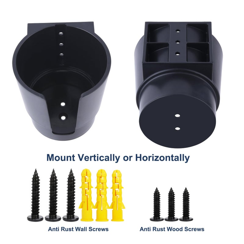 JAZBREY Universal Large Cup Holder Wall Mount, Heavy Duty Plastic Drink Holder for Boat Car Truck RV Bus Tractor Wall Wood, Vertical or Horizontal Mount, Fit Most Cups, Bottles, Cans, Tumblers Black Pack of 2 - Image 4