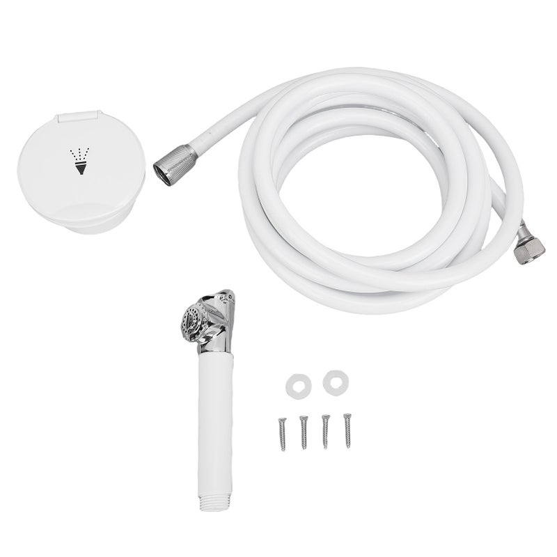 Hand Press Shower Head with 2.5M Hose Side Mount Stainless Steel Water Saving Pressurized Shower Kit for Yacht RV - Image 1