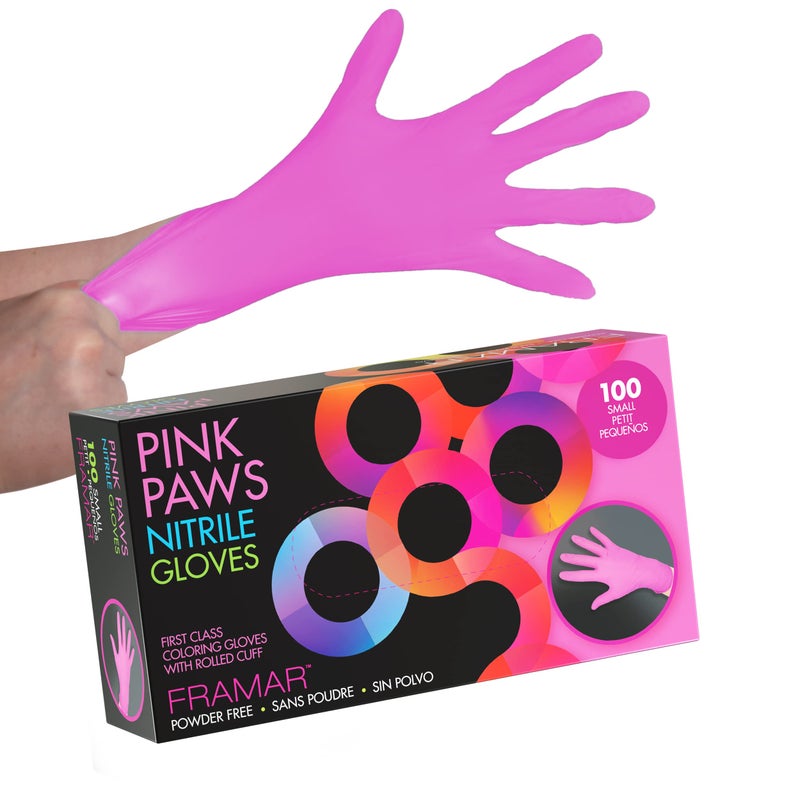FRAMAR Pink Gloves Disposable Latex Free – Pink Nitrile Gloves Small, Disposable Gloves Small, Rubber Gloves Disposable, Esthetician Supplies, Mechanic gloves Disposable, Guantes Desechables 100 Pk - Image 1