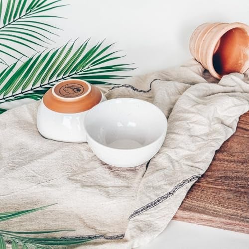 Mora Ceramic Small Dessert Bowls - 16oz, Set of 6 - Microwave, Oven and Dishwasher Safe, For Rice, Ice Cream, Soup, Snacks, Cereal, Chili, Side Dishes etc - Microwavable Kitchen Bowl, Vanilla White - Image 5