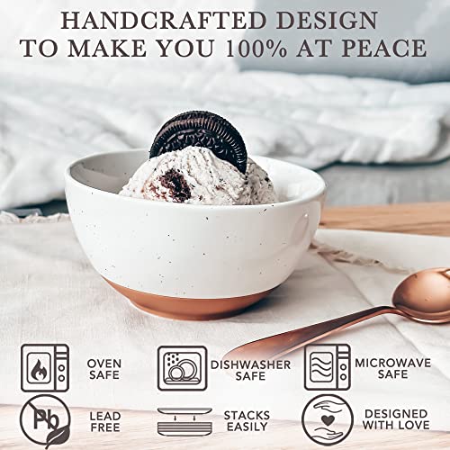 Mora Ceramic Small Dessert Bowls - 16oz, Set of 6 - Microwave, Oven and Dishwasher Safe, For Rice, Ice Cream, Soup, Snacks, Cereal, Chili, Side Dishes etc - Microwavable Kitchen Bowl, Vanilla White - Image 4