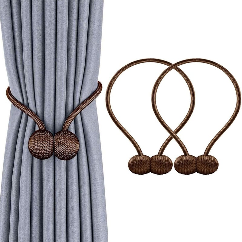 INOVERA (LABEL) 2 Pieces Window Curtain Tiebacks Drapery Hold-Backs Band for Home Office Decorative (Pair 1,Coffee) - Image 5