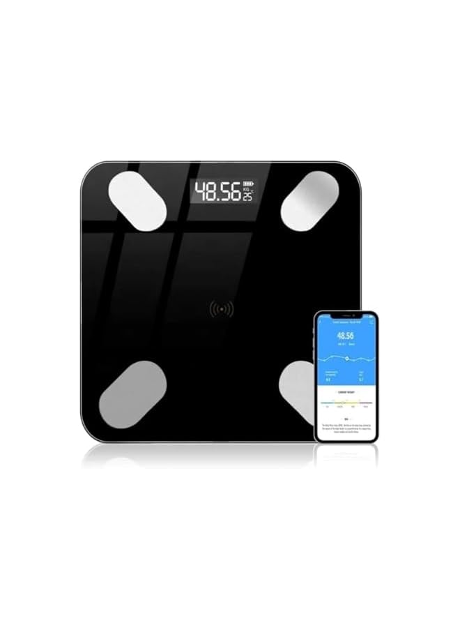 PROMASS Smart Body Fat Scale with Wi-Fi & Bluetooth, Digital Bathroom Scale LED Display, Smartphone App, Body Fat Weight Scale,Heart Rate, Body Fat, BMI, Muscle & Bone Mass, Weighting Scale (Black) - Image 2
