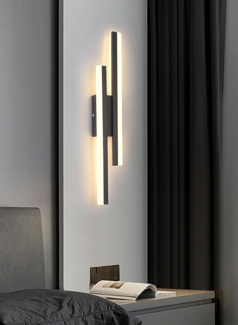 ياتاي إنارة مصابيح حائط LED لغرفة النوم (تغليف جديد)، شمعدان جداري قابل للتعتيم، 19.6 بوصة بجانب مصباح مثبت على الحائط، مصباح حائط حديث أسود لغرفة النوم وغرفة المعيشة والحمام (أسود) - Image 2