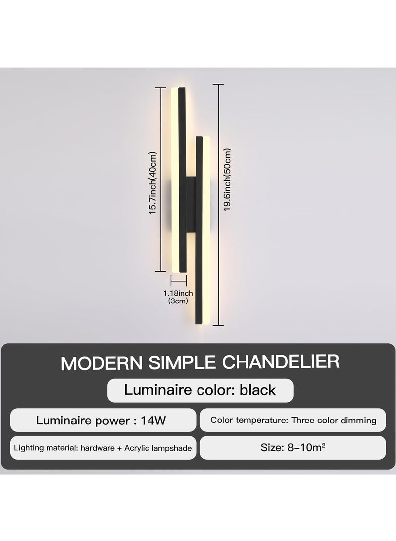 ياتاي إنارة مصابيح حائط LED لغرفة النوم (تغليف جديد)، شمعدان جداري قابل للتعتيم، 19.6 بوصة بجانب مصباح مثبت على الحائط، مصباح حائط حديث أسود لغرفة النوم وغرفة المعيشة والحمام (أسود) - Image 4