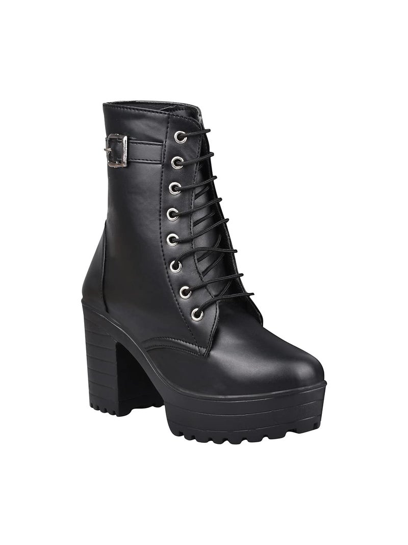 Shoetopia بوتات شوتوبيا للنساء والفتيات ذات الكعب العالي والأربطة - Image 4