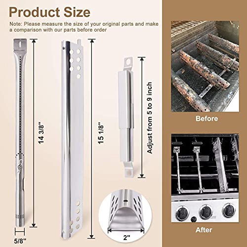 Criditpid Grill Replacement Parts for Charbroil Advantage 3 Burner 463343015, 463335115, 463435115, 463436815, 463370015, 2 Burner 463642116, 463642015 Models. Grill Burners, Heat Plates and Crossover Tubes - Image 3
