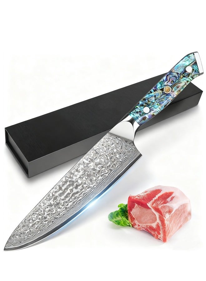 Osowake 8 Inch Chef Knife, Damascus Steel Kitchen Chef's Knife Razor Sharp Meat Cleaver with Ergonomic Natural Resin Handle Cooking Knife,Gift Box - Image 1