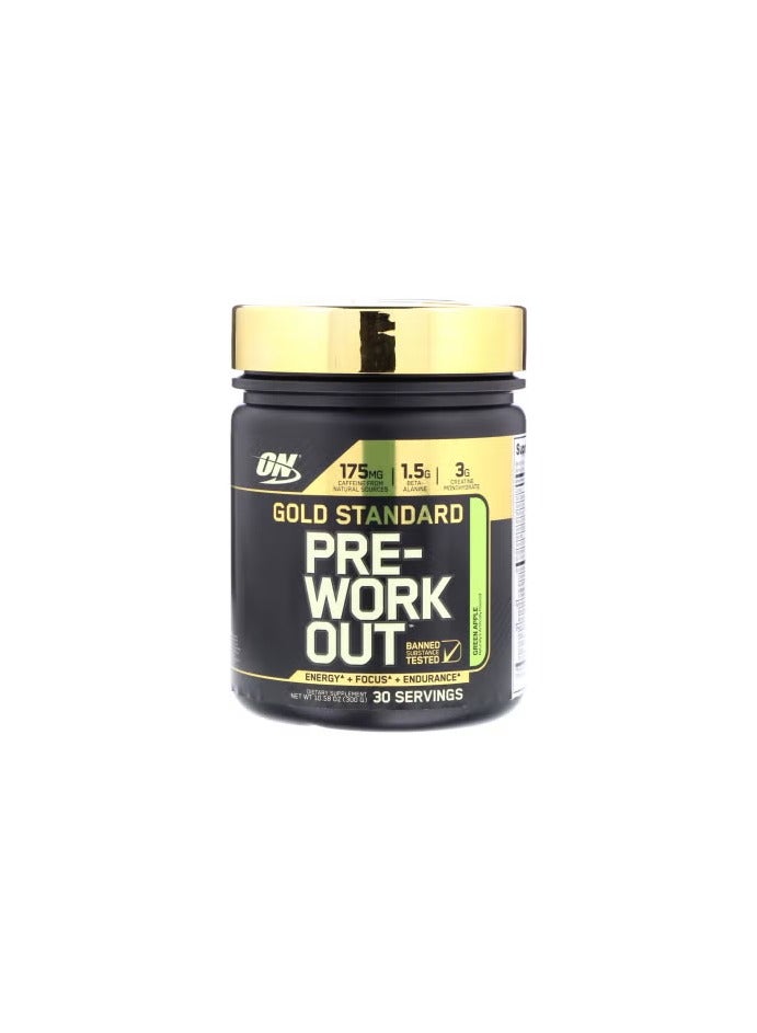 أون Optimum Nutrition, Gold Standard، قبل التمرين، التفاح الأخضر، 10.58 أونصة (300 جم)