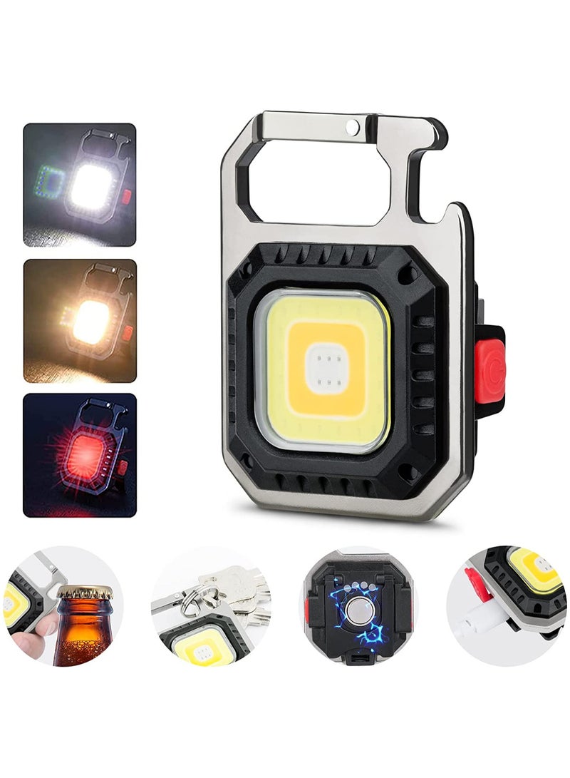 COB Keychain Flashlights, 800Lumens Bright Rechargeable Work Light, 6 Light Modes Portable Small LED Keychain Light, Waterproof Flashlights for Running, Fishing & Camping Accessories  - Image 1
