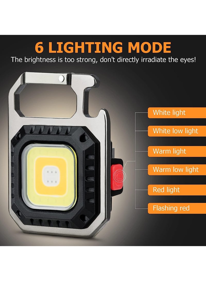 COB Keychain Flashlights, 800Lumens Bright Rechargeable Work Light, 6 Light Modes Portable Small LED Keychain Light, Waterproof Flashlights for Running, Fishing & Camping Accessories  - Image 2