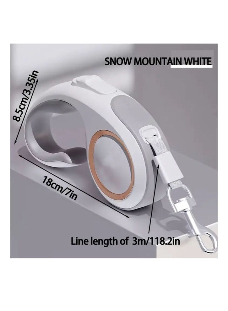 ZCM-HAPPY Pet Leash for Dogs Reflective Tangle Free Comfortable Handle and Durable Nylon Design Retractable White 5M Specifications (L*W): 5M - Image 5