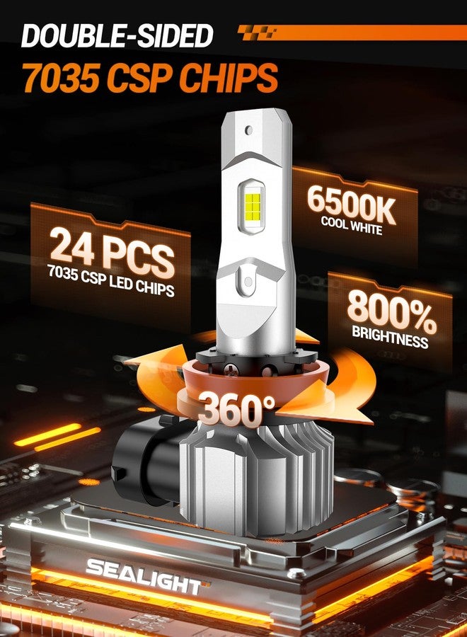 SEALIGHT H16 H8 H11 LED Fog Light Bulbs, 18000LM 800% Brightness 6500K Cool White, 360° Adjustable Ring Fog Light Bulb, 60000HRS Lifespan H8 H16 Replacement Fog Bulbs Non-polarity, Pack of 2 - Image 4