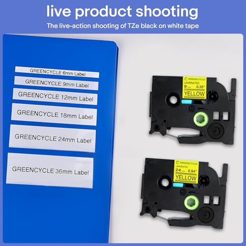 GREENCYCLE 4 Pack 18mm Yellow Label Tape Compatible for Brother P-Touch TZe-641 TZe TZ Tape TZe641 TZ-641 TZ641 TZe 18mm 0.7 Laminated Tape for PT-H300 PT-P700 PT-D600 PT-D400 Label Maker - Image 3