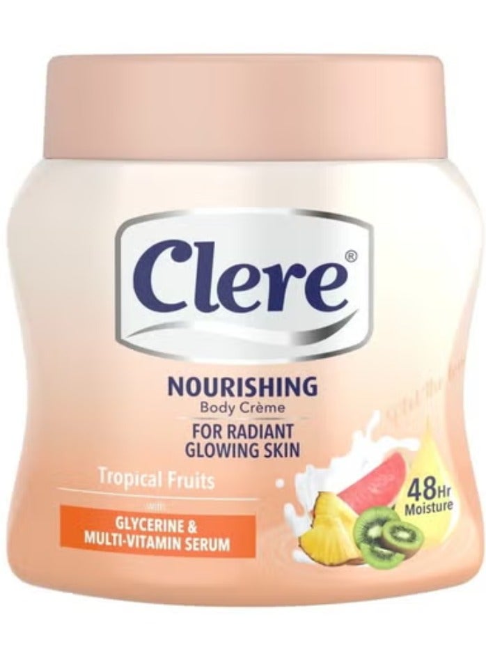 كلير جل الجلسرين كريم استوائي غني بتغذية الجسم بالفواكه مع فيتامينات E + A 500 مل