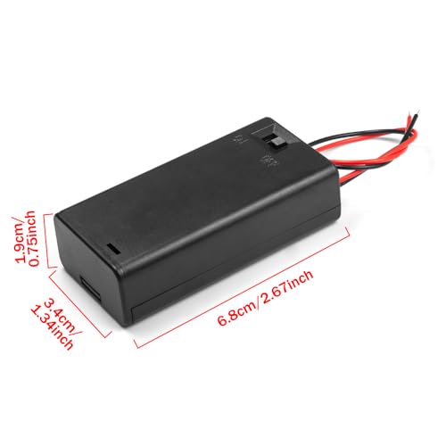LampVPath 5Pcs 2 AA Battery Holder with Switch, 2X 1.5V AA Battery Holder Case with Wire Leads and ON/Off Switch(5 Pack) - Image 3