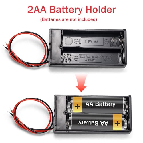 LampVPath 5Pcs 2 AA Battery Holder with Switch, 2X 1.5V AA Battery Holder Case with Wire Leads and ON/Off Switch(5 Pack) - Image 5