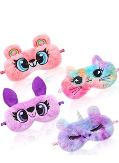Plush Sleep Eye Mask Cat Animal Soft Faux Fur  Blindfold Covers for Kids Girls and Adult Travel 4 Styles unicorn
