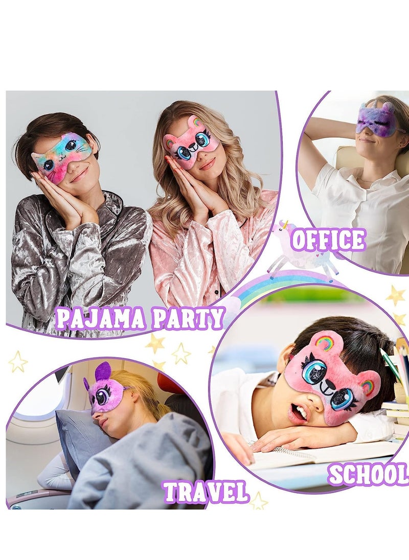 SYOSI - Plush Sleep Eye Mask Cat Animal Soft Faux Fur  Blindfold Covers for Kids Girls and Adult Travel 4 Styles unicorn - Image 1