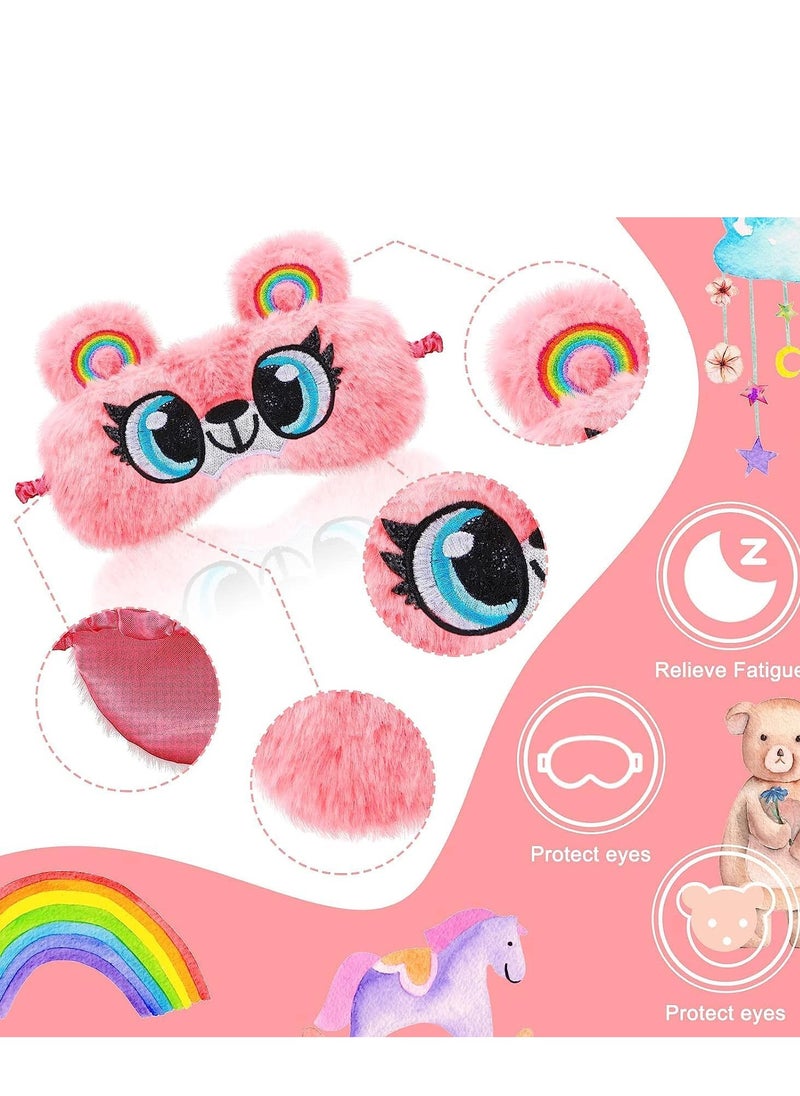 SYOSI - Plush Sleep Eye Mask Cat Animal Soft Faux Fur  Blindfold Covers for Kids Girls and Adult Travel 4 Styles unicorn - Image 1